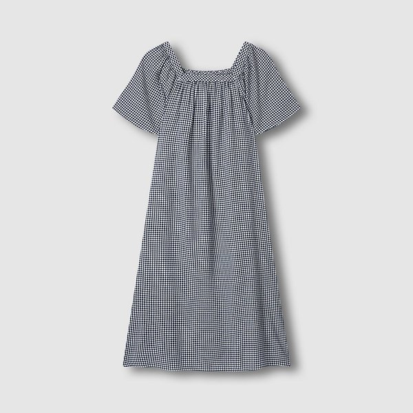 여 레이온 코튼 시어서커 반팔 파자마 원피스 J206203070057