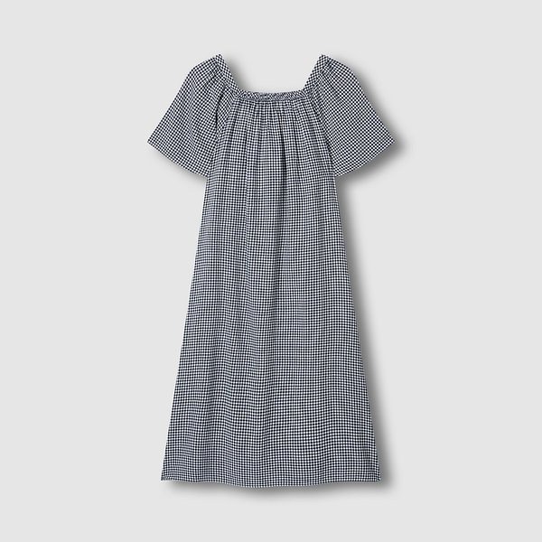 여 레이온 코튼 시어서커 반팔 파자마 원피스 J206203070057