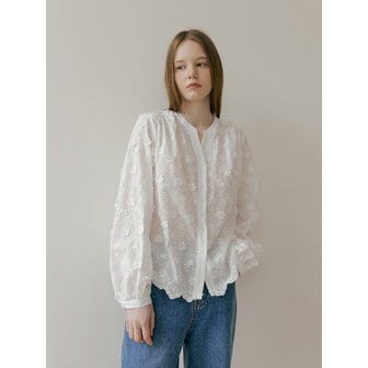 더페니 RACE SHIRING BLOUSE - White