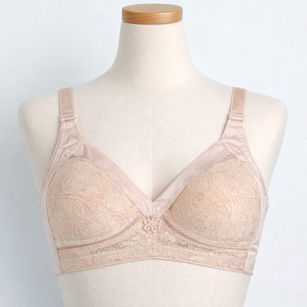 레이스 마담 브래지어 노와이어 브라 편한브라 빅사이즈 홑겹 메쉬 풀컵