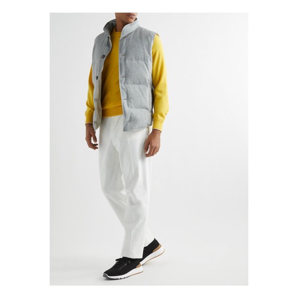 가죽 트리밍 스트레치 니트 스니커즈 블랙