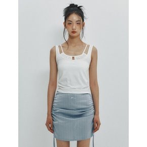 SHIRRING LAYERED SLEEVELESS - WHITE