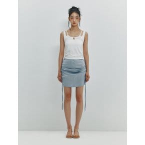 SHIRRING LAYERED SLEEVELESS - WHITE