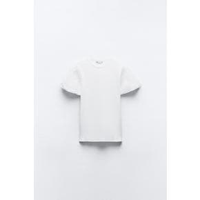 볼륨 소매 티셔츠 0858/027 WHITE