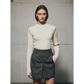 WOOL INVERTED PLEAT SKIRT (CHARCOAL)