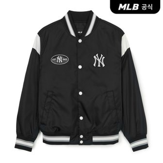 MLB [코리아공식] 어깨배색 바시티자켓 NY (Black)