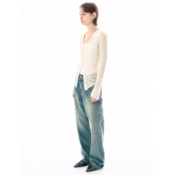 HOOK SEE-THROUGH RIBBED CARDIGAN IV