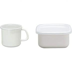 일본 노다호로 법랑 Nodahoro 1130320 Storage Container with Handle Stocker Round S White 0.