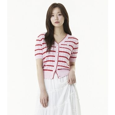 플라스틱아일랜드 스트라이프 꽈배기 가디건 (PR2KG401)
