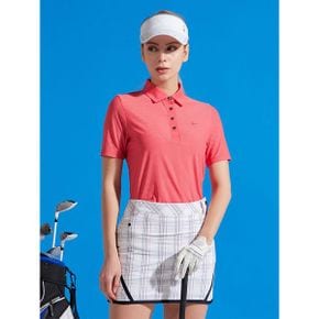 여성 시어서커 카라넥 반팔티셔츠  코랄  HWG20 TS201_P343489614