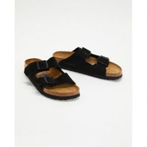 3358782 Birkenstock 버켄스톡 애리조나 소프트 풋베드 스웨이드 레더 좁은 - 여성 블랙