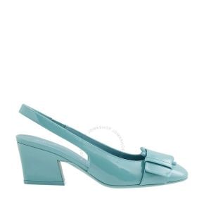 Ferragamo Salvatore 여성 Briget 55 간치니 슬링백 펌프스 Tyrone Turquoise, 브랜드 사이즈 5