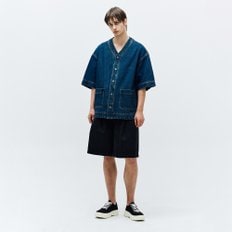 카라리스 워시드 데님 하프 셔츠 블루 ZH3SH325BL