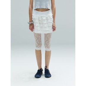 CINDY RUFFLE MINI SKIRT - WHITE