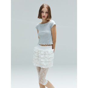 CINDY RUFFLE MINI SKIRT - WHITE