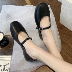 여성 메리제인 슈즈 여성 플랫 슈즈 데일리 발레리나 스퀘어 스트랩 단화 코디 원피스