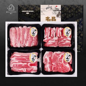 웰굿 한돈1+ 숙성 돼지고기 선물세트 3호 1.6kg(삼겹살외3종)