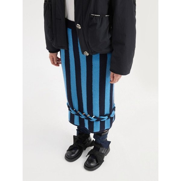 Solid Twist Embroidery Knit Skirt (blue) LFKDS26100BUX