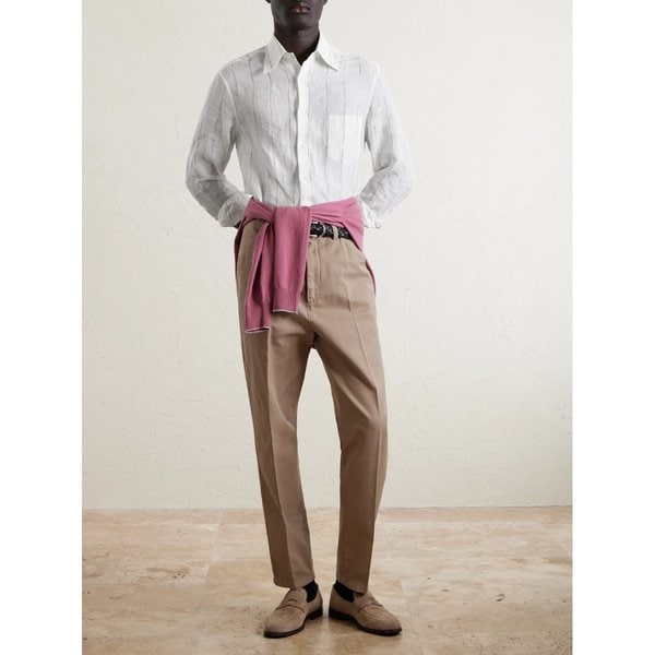 브루넬로쿠치넬리 핀스트라이프 리넨 셔츠 46376663163000479