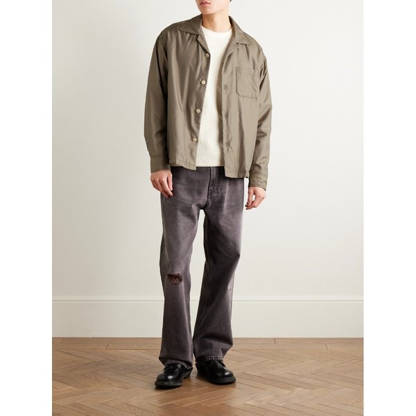 키시 컨버터블 칼라 패디드 실크 트윌 셔츠 재킷 46376663162872059