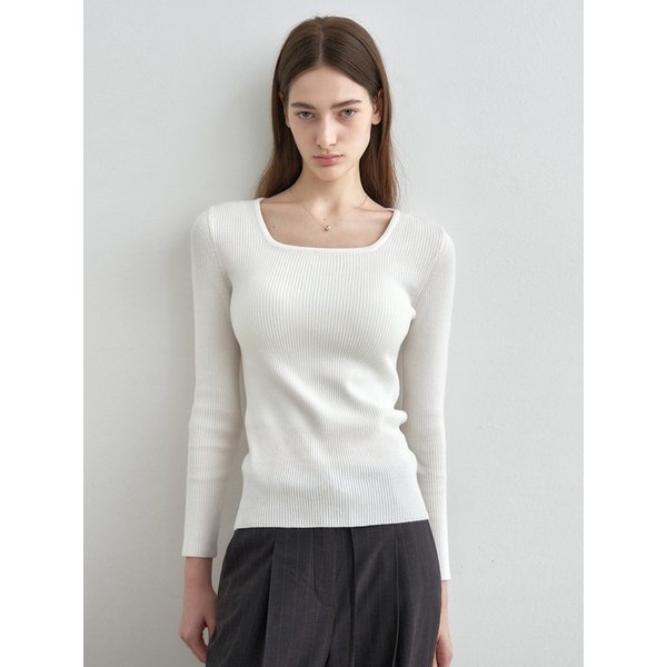 스퀘어 넥 골지 니트 MDKT063_5 Colors