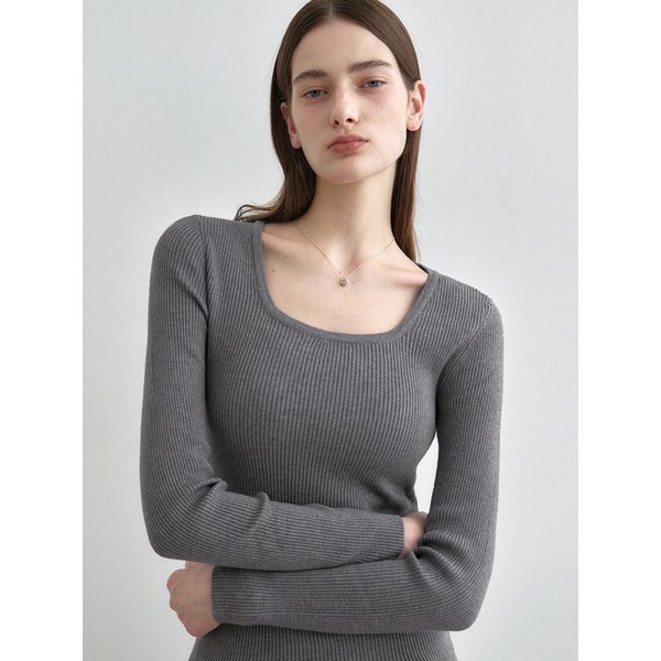 스퀘어 넥 골지 니트 MDKT063_5 Colors