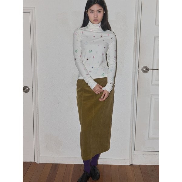 Panneled corduroy skirt - Olive