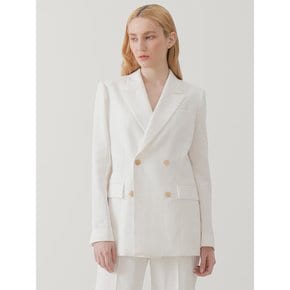 White Linen Double Blazer