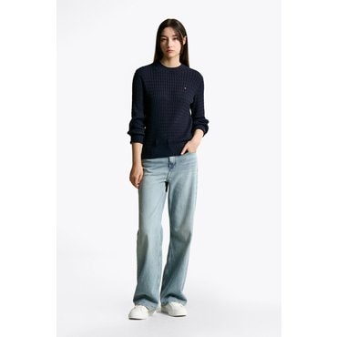 타미힐피거 T22F6KTO040WT2 크루넥 케이블 스웨터