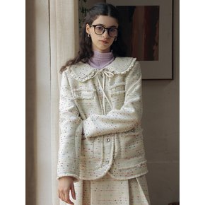 DD_White wool tweed cropped coat