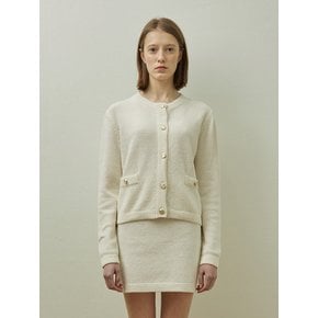 Tweed cotton round cardigan_IVORY