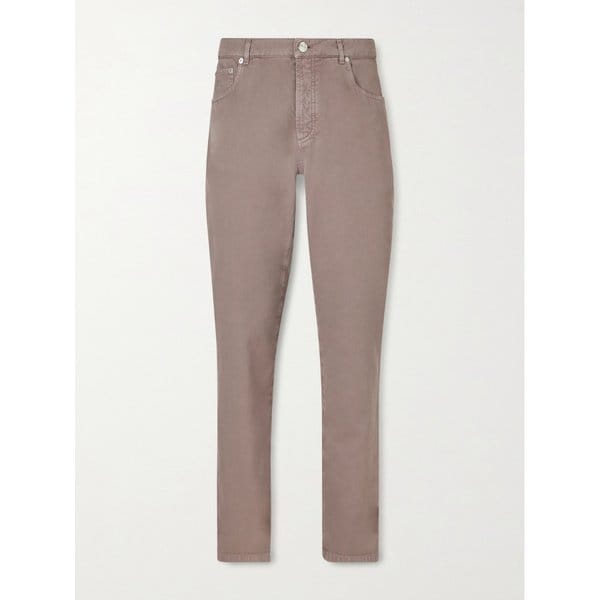 브루넬로쿠치넬리 로고 자수 스트레이트 코튼 트윌 팬츠 46376663163000446