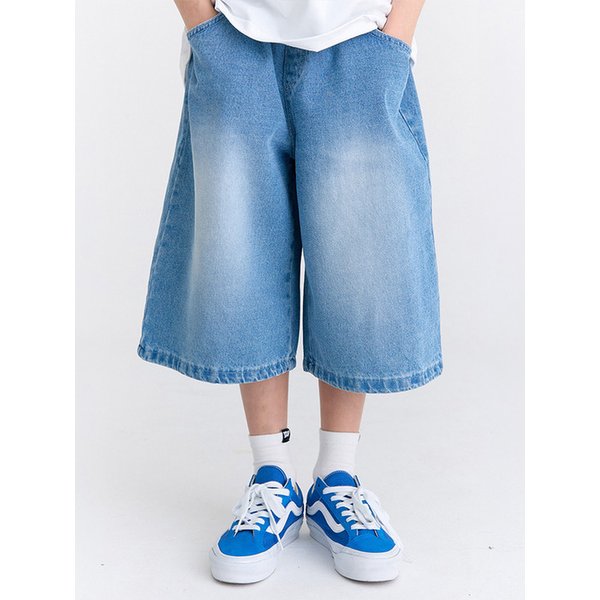 F22 와이드 데님버뮤다(중청)