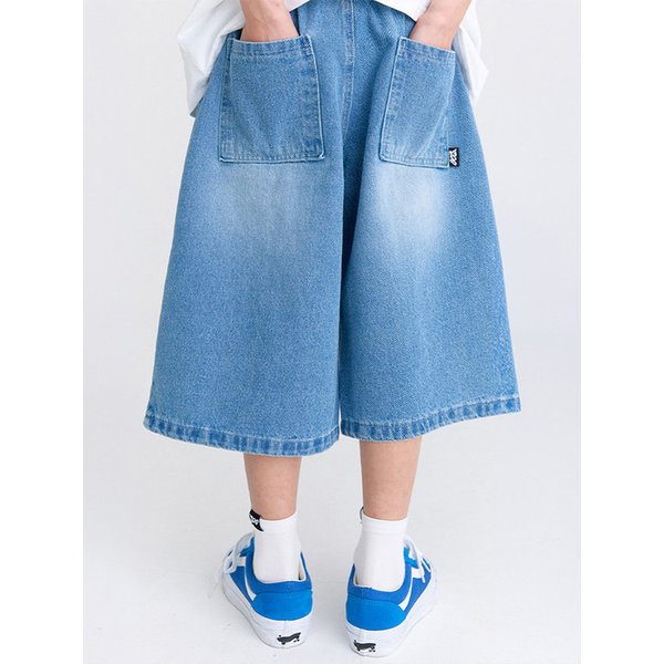 F22 와이드 데님버뮤다(중청)