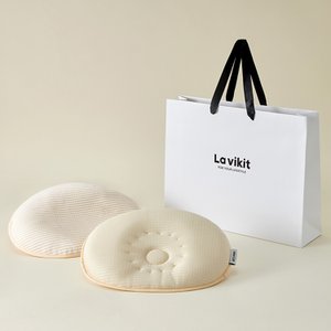 라비킷 [출산선물]아기 두상 짱구 베개+추가커버(스트라이프)+쇼핑백L  임신선물 신생아 선물