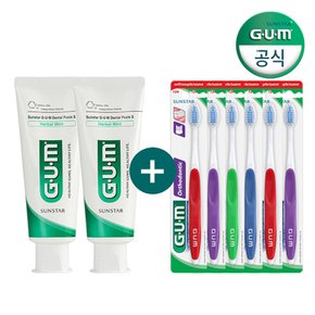 GUM 검 치과 교정 칫솔 V커팅 칫솔추천 124RD  +  덴탈치약130g