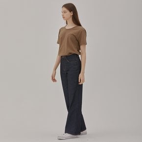 WIDE STRAIGHT HIGH WAIST DENIM PANTS DEEP INDIGO