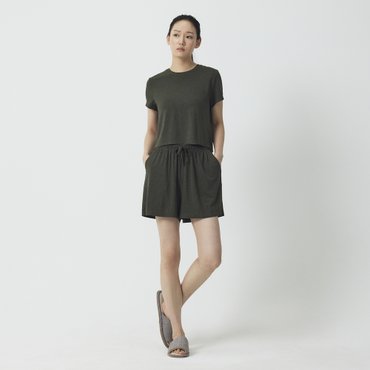 JAJU 여 레이온 스트레치 3부 파자마 팬츠(KHAKI / MELLANGE GREY / BLACK)