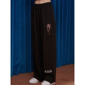 Pants with ribbon Straight 2-Way pants AP801 (Black)