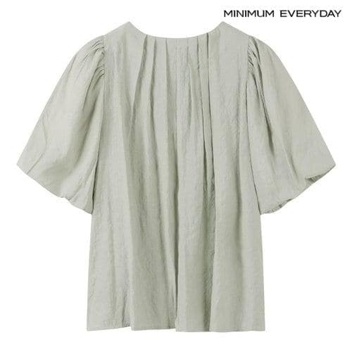 [SSG] [쓱7클럽] [미니멈 에브리데이]러블리 셔링 라운드넥 반팔 블라우스 (EC2BA051D)