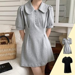 여자 데일리 카라 미니 원피스 A라인 반팔 (9692184A)