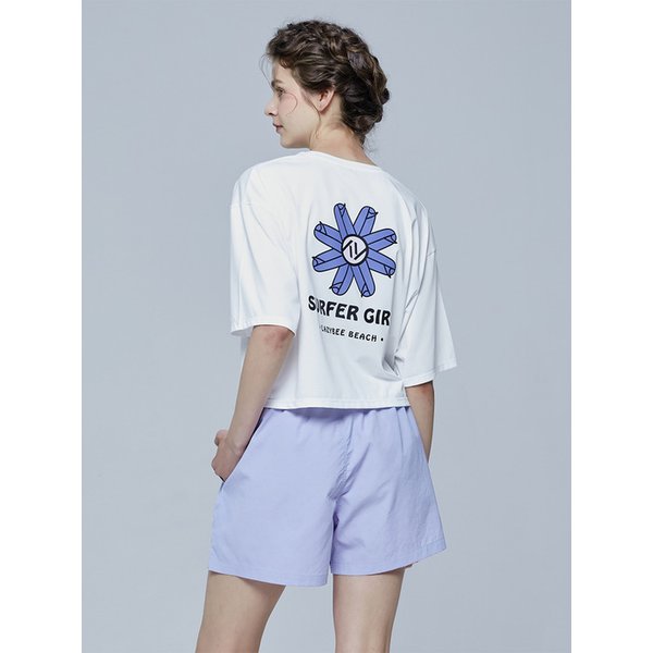 [SET] 시그니처 여성 크롭 반팔 래쉬가드 세트 화이트