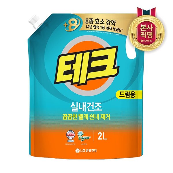 테크 실내건조 액체세제 드럼용 리필 2L