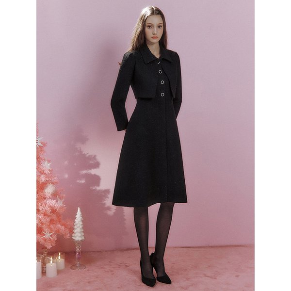Ebony ribbon long coat dress (2colors)