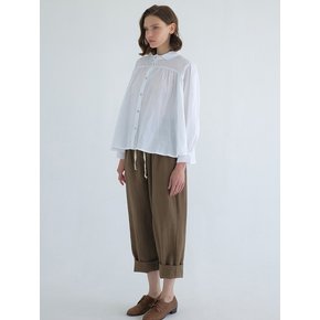 Fog linen ruffle straight trousers