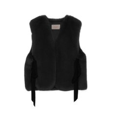 FAUX FUR TIED KITTEN RIBBON VEST (LVT038KRFKF)