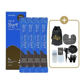 물염색 시즌2 프리미엄 새치 커버 미디엄브라운 4회분+염색도구