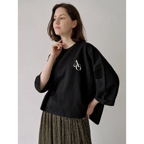 Turn-up Sleeve Logo T-shirt - Black