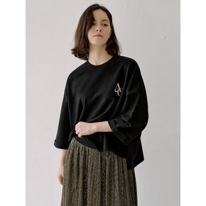 Turn-up Sleeve Logo T-shirt - Black