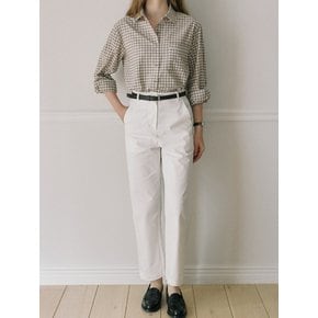 [Belt Set] Plain Cotton Pants - White